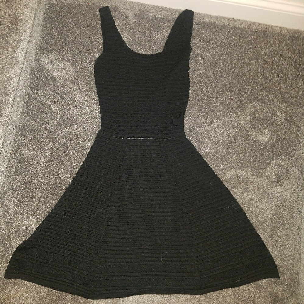 Black dress with sheer stripes